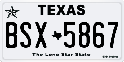 TX license plate BSX5867