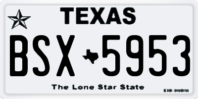 TX license plate BSX5953