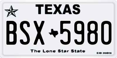 TX license plate BSX5980