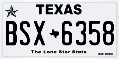 TX license plate BSX6358