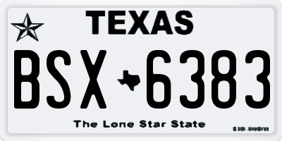 TX license plate BSX6383
