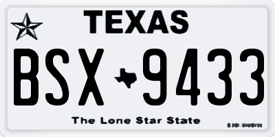 TX license plate BSX9433