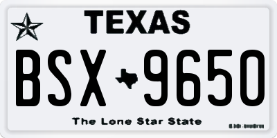 TX license plate BSX9650