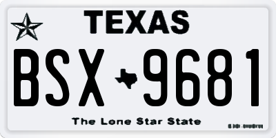 TX license plate BSX9681