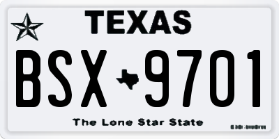 TX license plate BSX9701