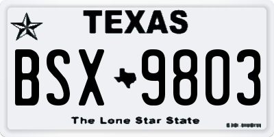 TX license plate BSX9803