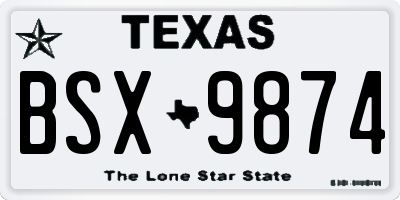 TX license plate BSX9874