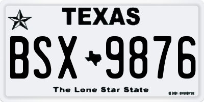 TX license plate BSX9876