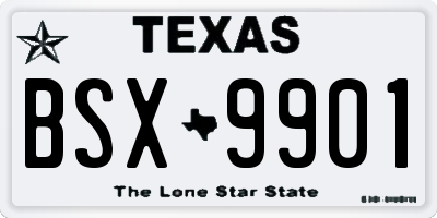 TX license plate BSX9901