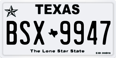 TX license plate BSX9947