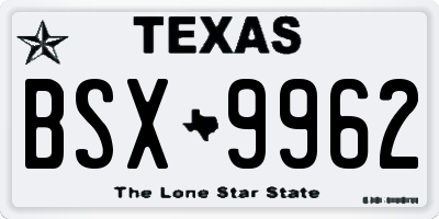 TX license plate BSX9962