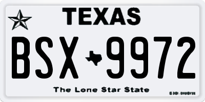 TX license plate BSX9972