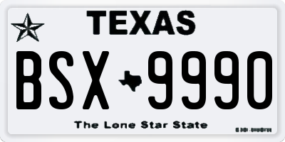 TX license plate BSX9990