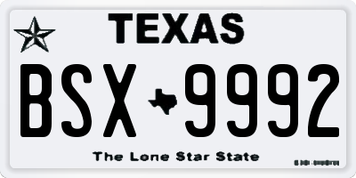 TX license plate BSX9992