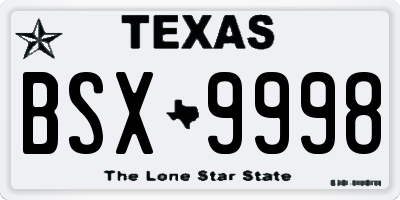 TX license plate BSX9998