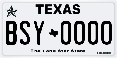TX license plate BSY0000