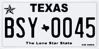 TX license plate BSY0045