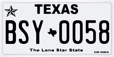 TX license plate BSY0058