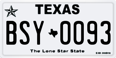 TX license plate BSY0093