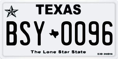 TX license plate BSY0096