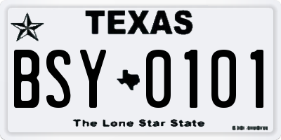 TX license plate BSY0101