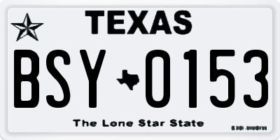 TX license plate BSY0153