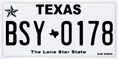 TX license plate BSY0178