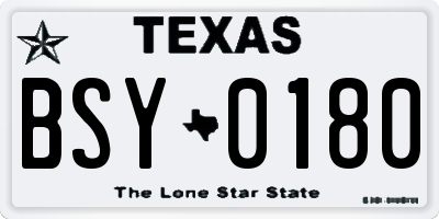 TX license plate BSY0180