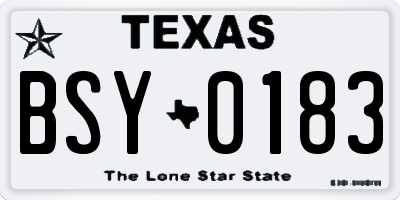 TX license plate BSY0183
