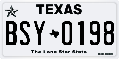 TX license plate BSY0198