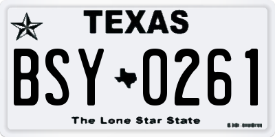 TX license plate BSY0261