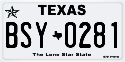 TX license plate BSY0281