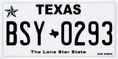 TX license plate BSY0293