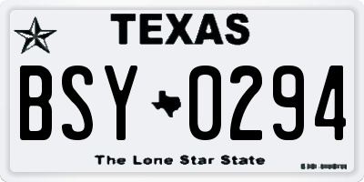 TX license plate BSY0294
