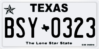TX license plate BSY0323