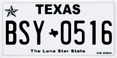 TX license plate BSY0516