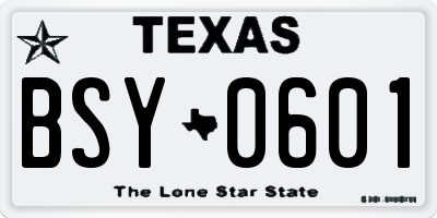 TX license plate BSY0601