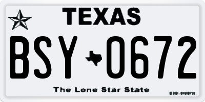 TX license plate BSY0672