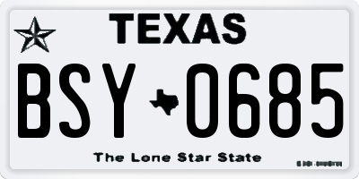 TX license plate BSY0685