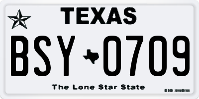 TX license plate BSY0709