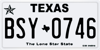 TX license plate BSY0746
