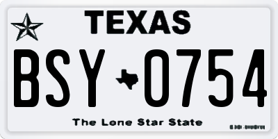 TX license plate BSY0754