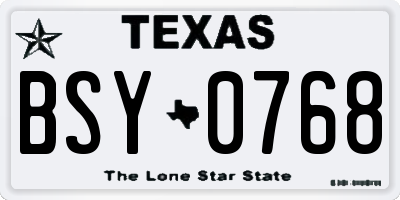 TX license plate BSY0768
