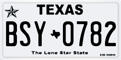 TX license plate BSY0782
