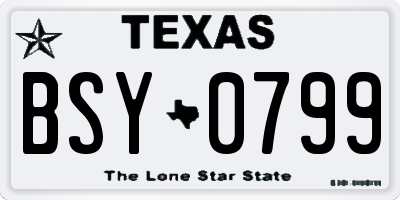TX license plate BSY0799
