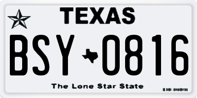 TX license plate BSY0816