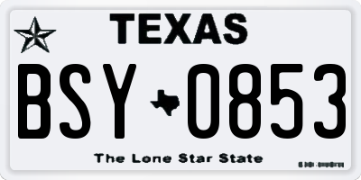 TX license plate BSY0853