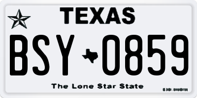 TX license plate BSY0859