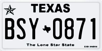 TX license plate BSY0871