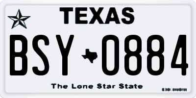 TX license plate BSY0884